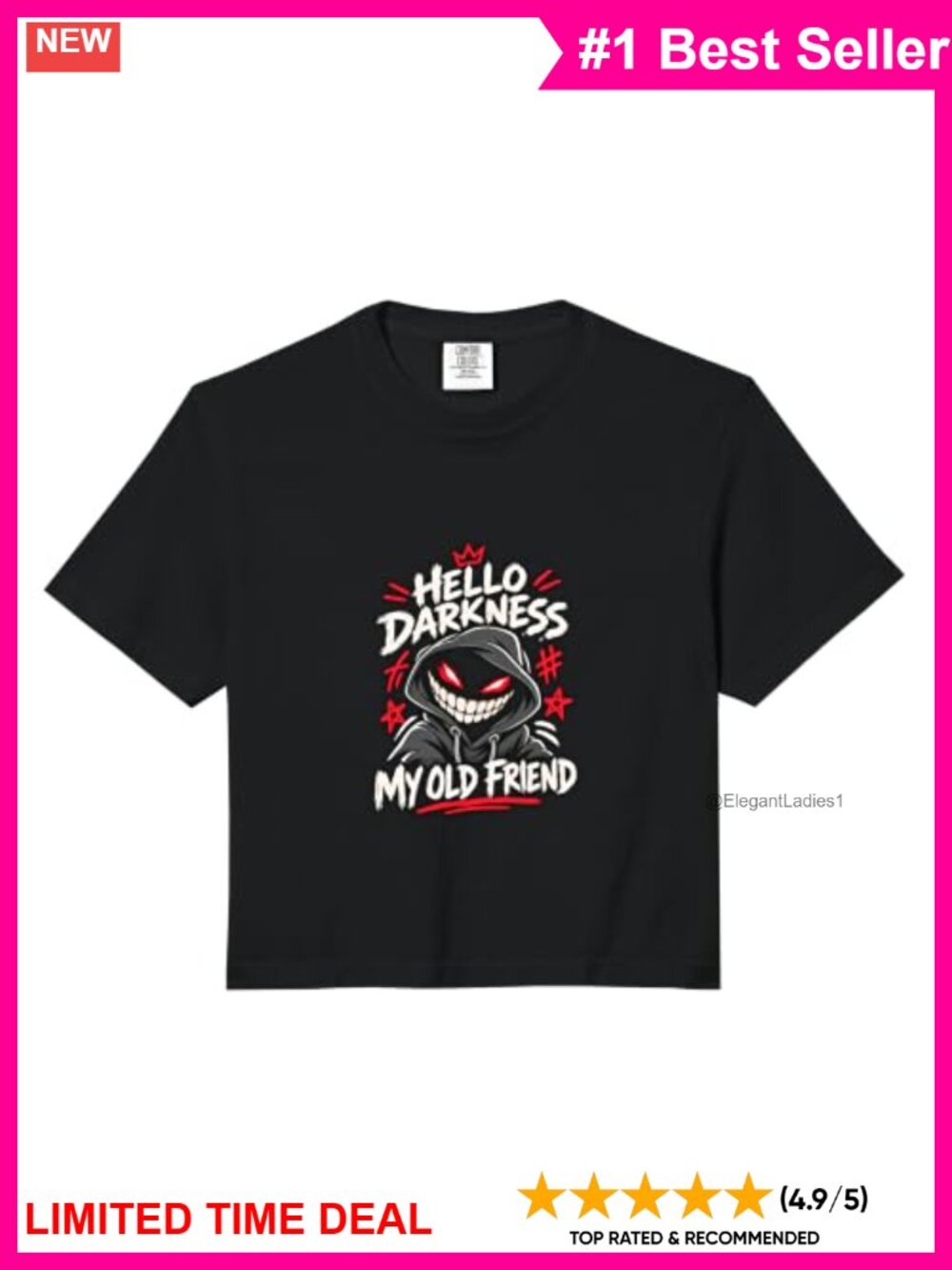 Gothic Horror Dark Humor Cotton Crop Top Boxy Fit Crew Neck Short Sleeve